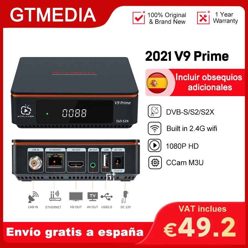 GTMedia V9 Super DVB-S2 Satellite Receiver H.265 Bult-in WiFi Full HD 1080P 