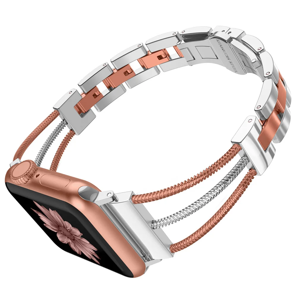 Женские браслеты из нержавеющей стали для Apple Watch, женский браслет, ремешок с ювелирной пряжкой для iWatch, серия 5, 4, 3, 2, 1 - Цвет ремешка: SSeri4