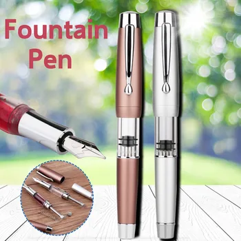 

Aluminium Transparent Acrylic Negative Pressure Fountain Pen Fine 0.5mm Nib Gift Box Set Fountain Pens Wedding Gift