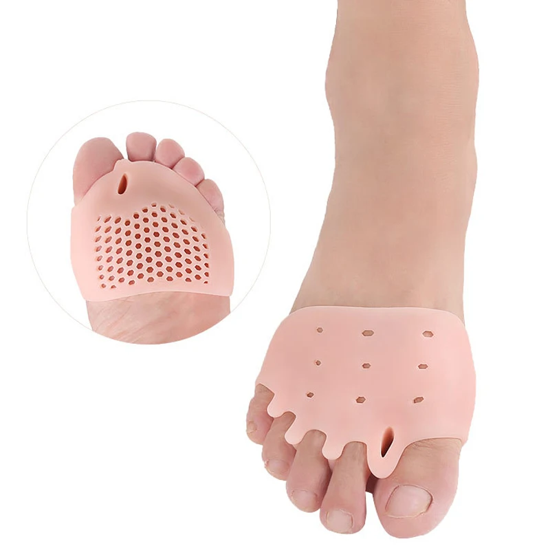 2Pcs/Pair Silicone Comfortable Toe Braces 5-holes Foot Toe Braces Orthopedic Insoles For Foot Care Solid Color Shoe Soles Pads