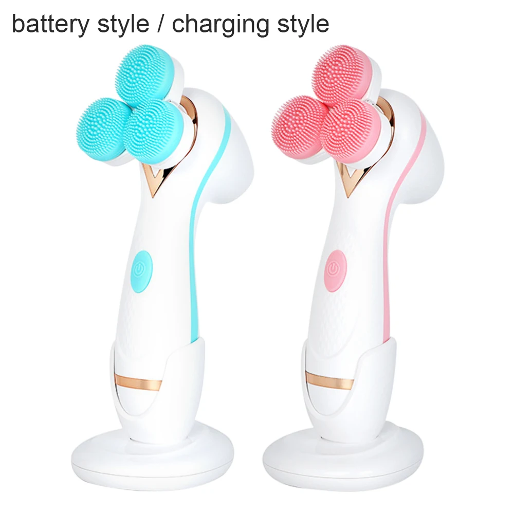 

3IN1 Facial Cleansing Silicone Soft Brush Deep Pore Cleaning Electric Face Massage Blackhead Removal Skin Care Beauty Machine