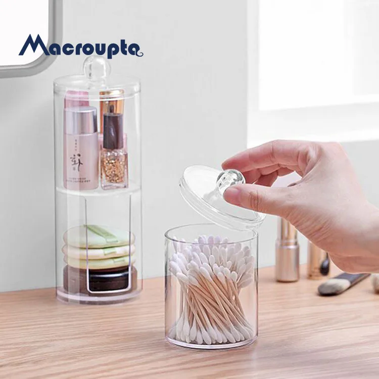 

Acrylic Multifunctional Round Qtip Container Cosmetic Makeup Cotton Pad Organizer Jewelry Storage Box Holder and Candy Jars