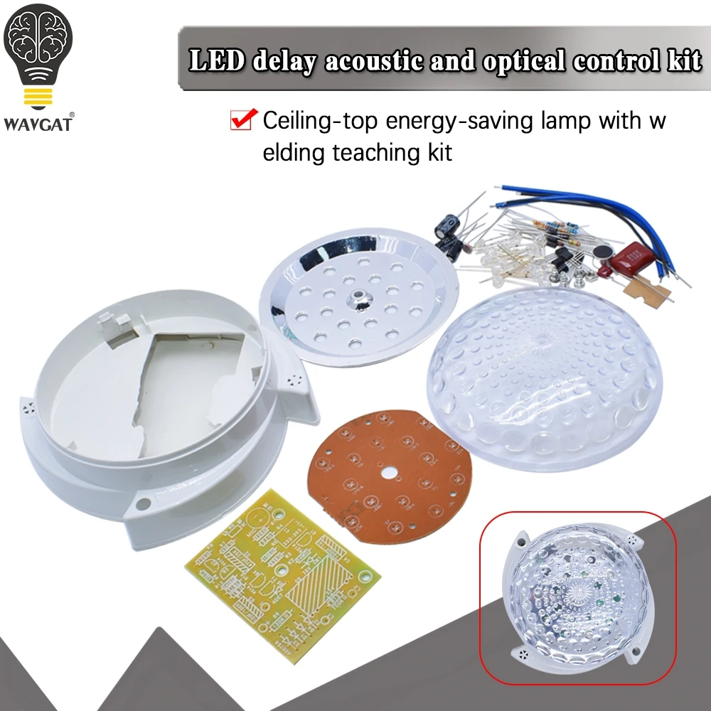 LED acousto-optic control kit time delay switch top suction energy-saving lamp student welding teaching training course | Электронные