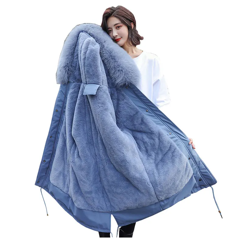 Kopen Bontkraag Capuchon Student Winter Down Jas Jas Lange Dikke Warme Vrouwen Gewatteerd Parka Zware Katoen gewatteerde Jas