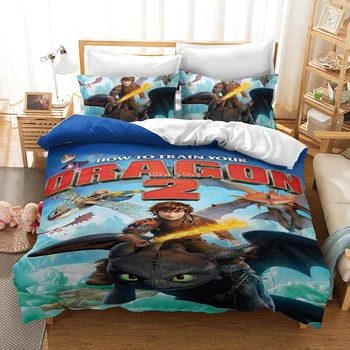 

New 3d How To Train Your Dragon 2 Printed Duvet Cover Set Pillowcases Cartoon Children Bedding Set Comforter Cover Bedroom Decor