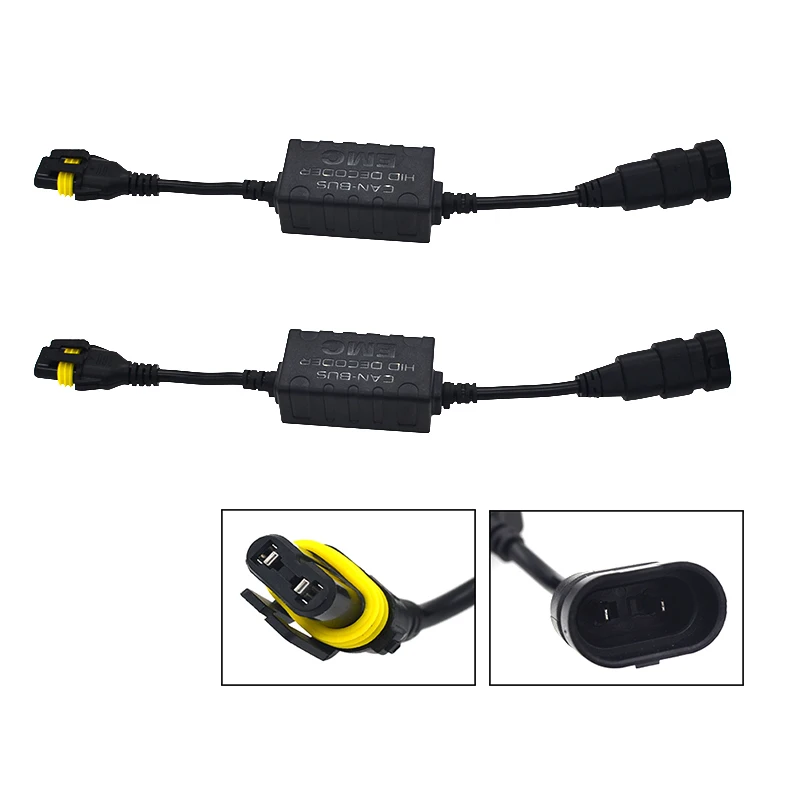 HIDLT 2PCS EMC HID Ballast Decoder No Error Warning Canceller Harness Wire For Car Light Xenon Bulb Kit H1 H7 H11 9005 9006 (1)