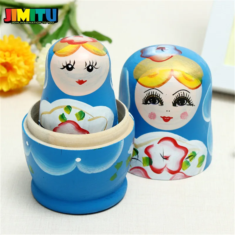 JIMITU 5 шт./компл. милые матрешки деревянные куклы русская ручная раскраска для