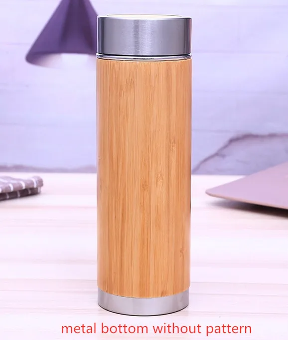 metal bottom 450MLOriginal бамбуковый стакан с Чай Infuser Нержавеющая сталь бутылка для воды Изолированная кружка для путешествий для горячего/холодного Кофе Чай - Цвет: metal bottom