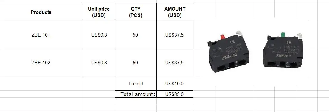 

50pcs zbe-101 50pcs zbe-102 Contact