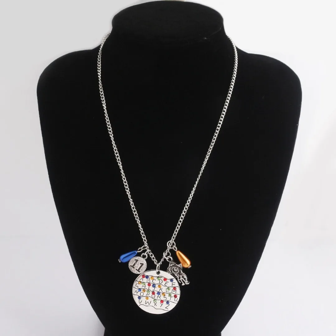 Stranger Things Alphabet Light Wall Pendant Necklace Demogorgon Charm Girls Gift