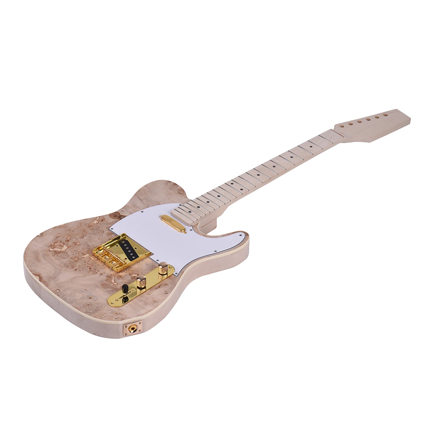 Completely DIY Unfinished Electric Guitar Kits 1Set Basswood Body Burl Surface