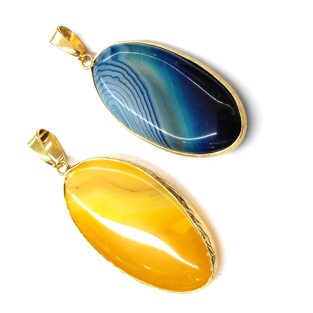 Fashion Natural Stone Agates Pendant 6 Colors Geometric Shape Charms Pendants for Jewelry Making DIY Necklace Size 22x45 Mm