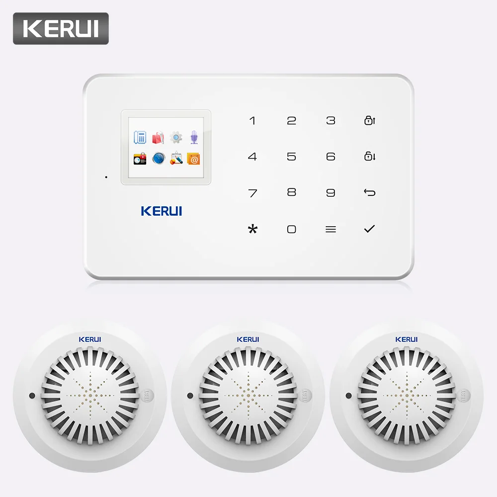 

KERUI G18 Wireless GSM Alarm System Home Security Surveillance APP Remote Control SMS Call Push Alarm System with smoke detector