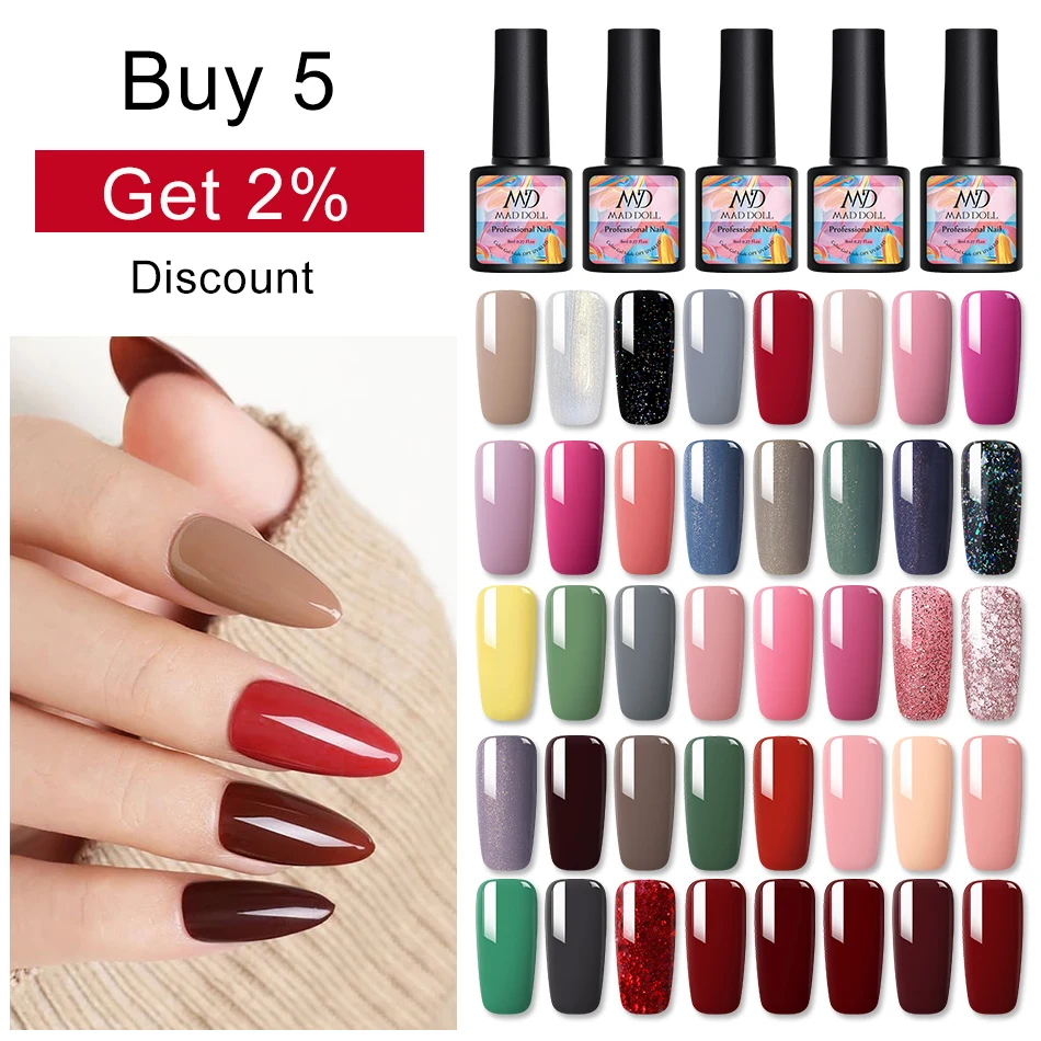 MD MAD DOLL 40 цветов 8 мл Гель лак для ногтей СВЕТОДИОДНЫЙ УФ Полупостоянный