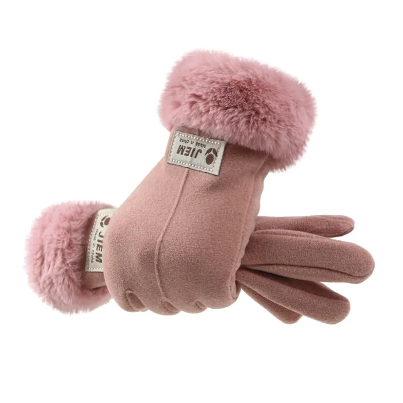 Женские зимние перчатки для улицы с сенсорным экраном теплые перчатки повседневные модные замшевые женские теплые перчатки женские розовые guanti invernali J6