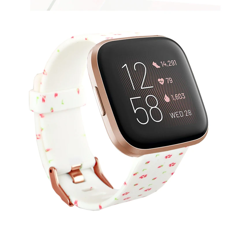small flower Цветочный ремешок для часов, сменный силиконовый ремешок для Fitbit Versa 2/Versa Lite/Versa, аксессуары для браслетов - Цвет: small flower