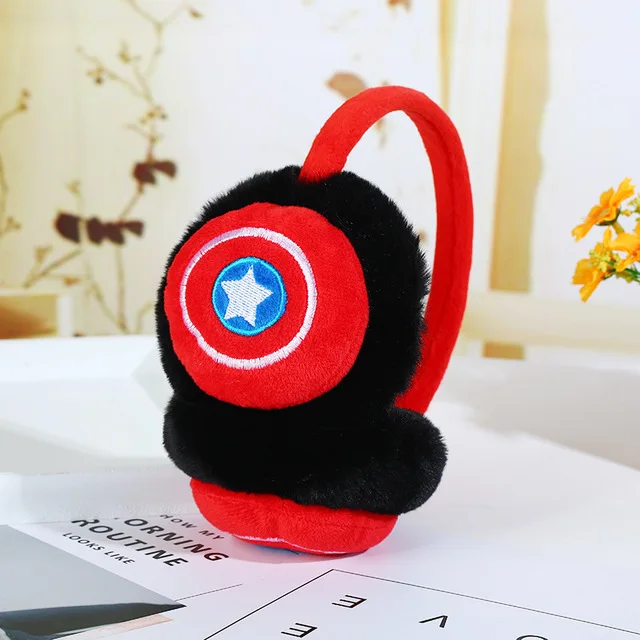 Cute Fur Children's Headphone Superhero Boy Girl Spiderman Batman Winter Earmuffs Thicken Cover Ears Kids Ear Muffs Headband - Цвет: 4