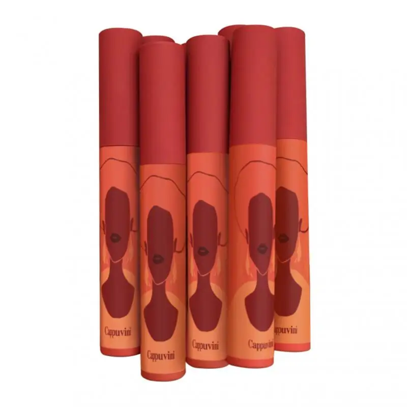 Набор блеска для губ матовая помада 6 цветов глазурованная макияжа стойкая тубы