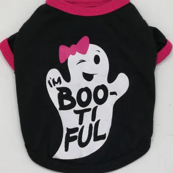 

Hallowmas Pet Clothing Cartoon Clothes for Dog Shirt Small Costume Ghost Print Dogs Cute Funny Spring Summer Boy Collar Perro