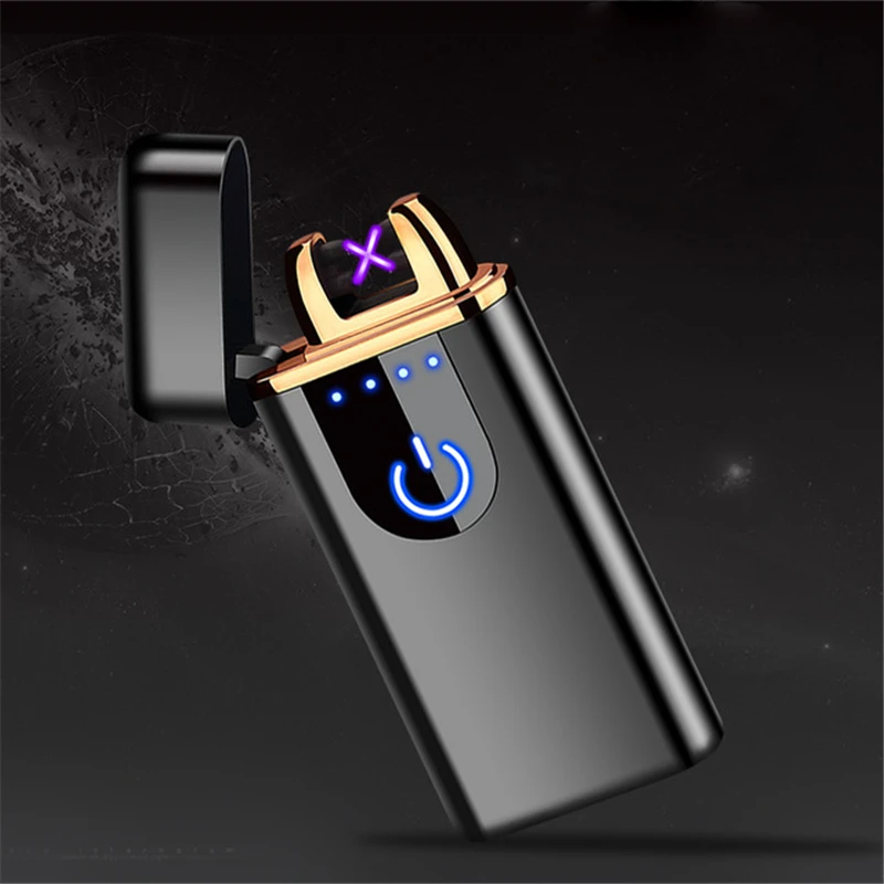 Плазменная USB Зажигалка сенсорный переключатель Зажигалка сигареты для курения Электронная зажигалка Супер тонкая зажигалка