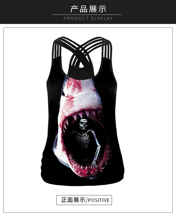 New Direct Deal Explosive Money Halloween Night Street Terror 3D Digital Printing Skull Sleeveless
