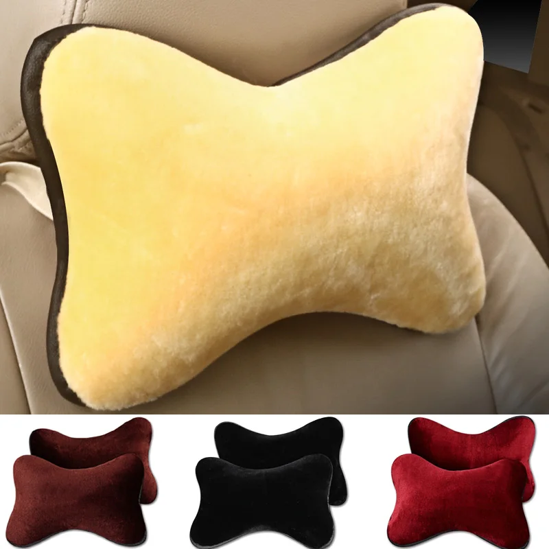 

2020 brand new keep warm car neck pillows artificial fur single headrest fit for most cars filled fiber universal car pillow