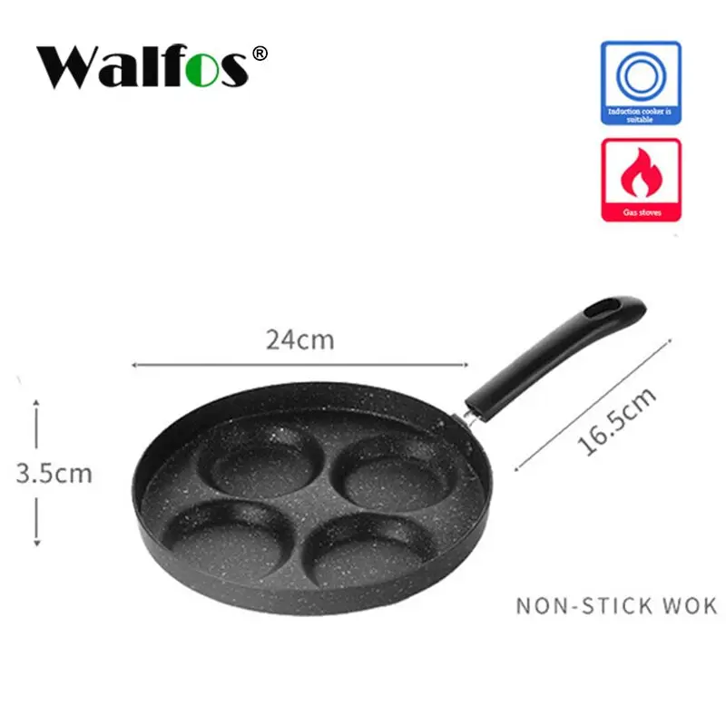 Walfos round 24 cm WALFOS сковорода с антипригарным покрытием, 4 предмета, кухонная утварь сковорода для яичный блин стейк посуда для варки горшок для газовой Плита гриль сковорода с длинной ручкой - Цвет: Walfos round 24 cm