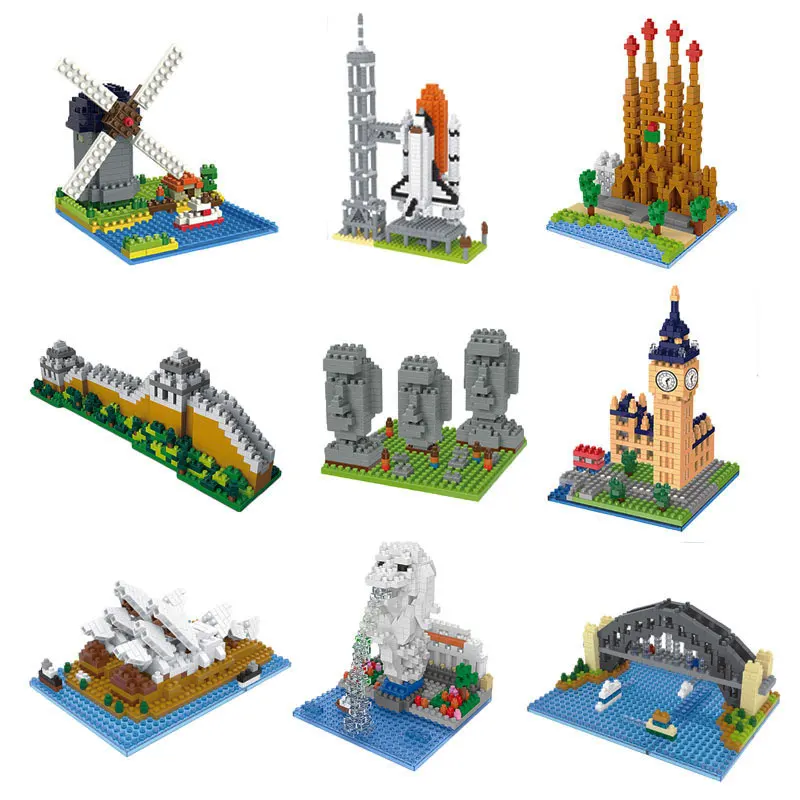WiseHawk chaude monde célèbre Architecture Micro briques Sphinx grand Ben bricolage Intelligence diamant modèle Mini blocs de construction enfants jouets