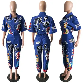 

Hip Hop One Piece Jumpsuit Women Pocket Plus Size Jumpsuit