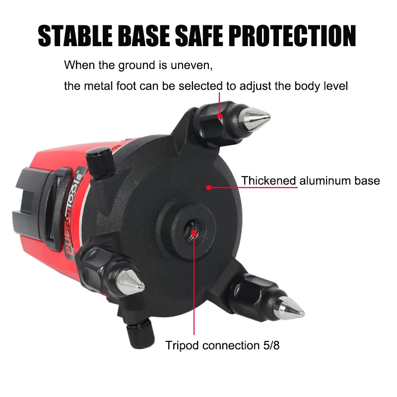 PUERCI 5 линий 6 очков 360 градусов Поворотный LD 635nm открытый режим-приемник и наклона slash доступно автоматическое линии лазерный уровень