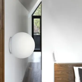 

Modern LED Wall Sconce Light Diameter 14cm 25cm 35cm Milk White Round Glass Ball Shade Dioscuri Parete Ceiling Lamp Soffitto