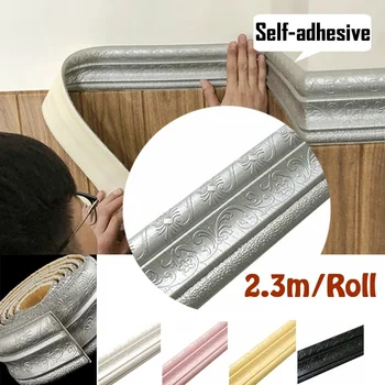 

8*230cm 3D Stereo Corners Corner Corridor Border Wall Self Adhesive Waistline Sticker Waterproof Tile Baseboard Wall Stickers