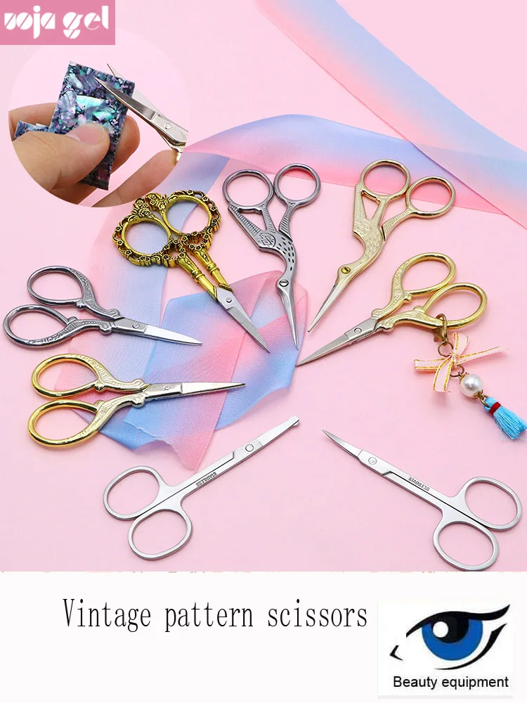 

Nail Tools Japanese Nail Scissors Straight Curved Tip Round Head Sharp Fine Eyebrow Small Scissors Sticker Applique Scissors