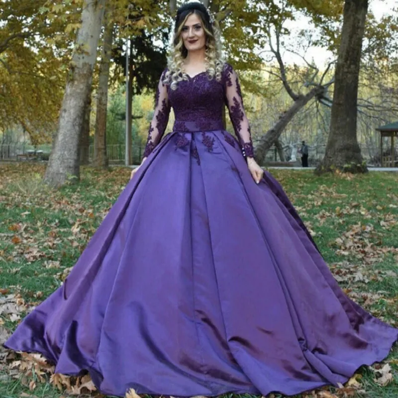 purple wedding gowns plus size