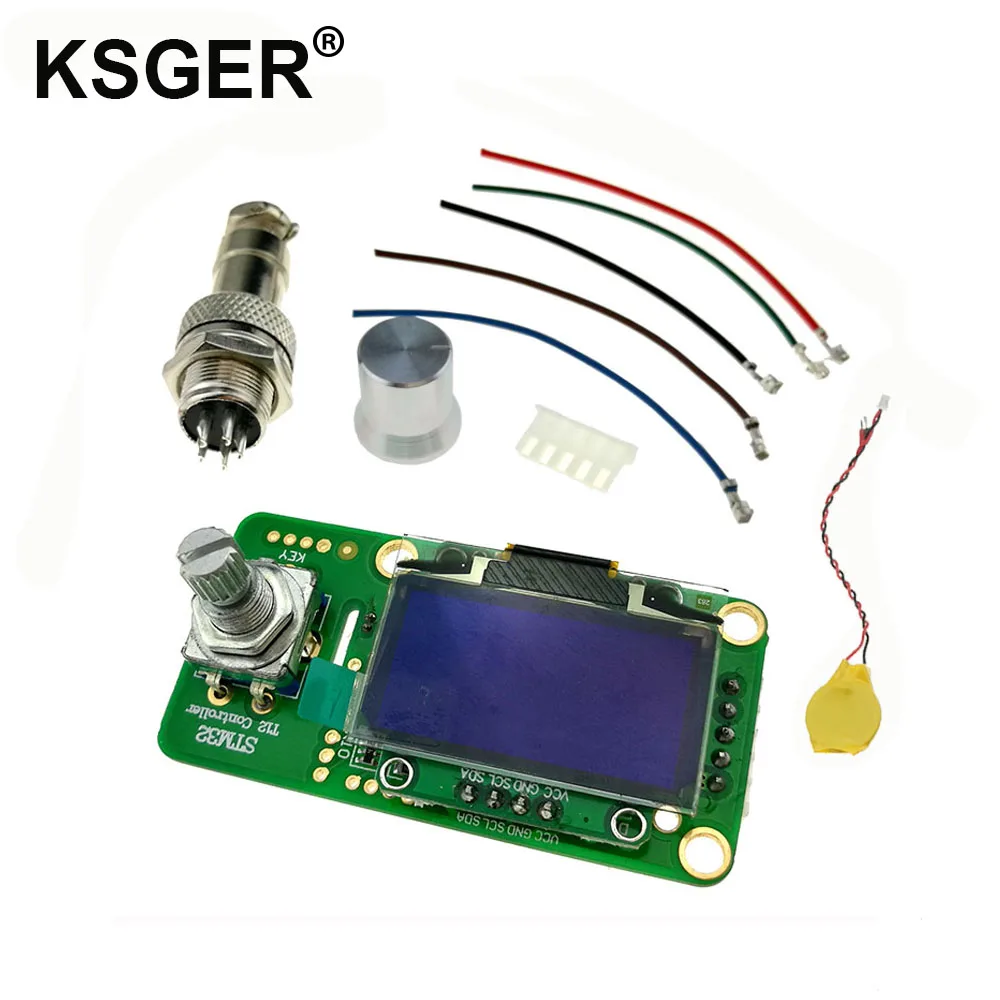 rework station KSGER V2.1S Digital STM32 OLED 1.3 Size Screen T12 Temperature Battery Controller 5 Core Silicone Wire 9501 Soldering Handle Set electric soldering iron Welding Equipment