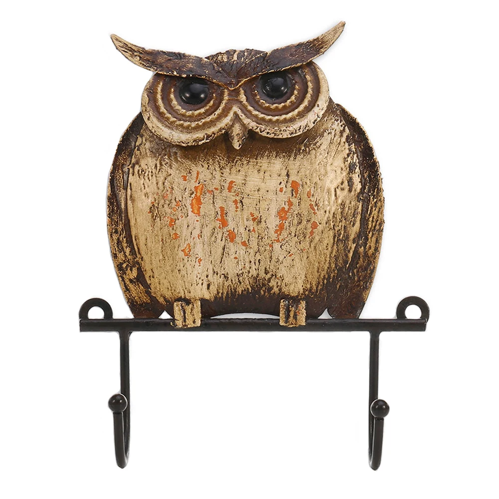 Vintage Organizer Wall Hook Supplies Kitchen Rustic Owl Coat Hat Holder Metal Sculpture Hangers Bathroom Clothes Iron Keys Home