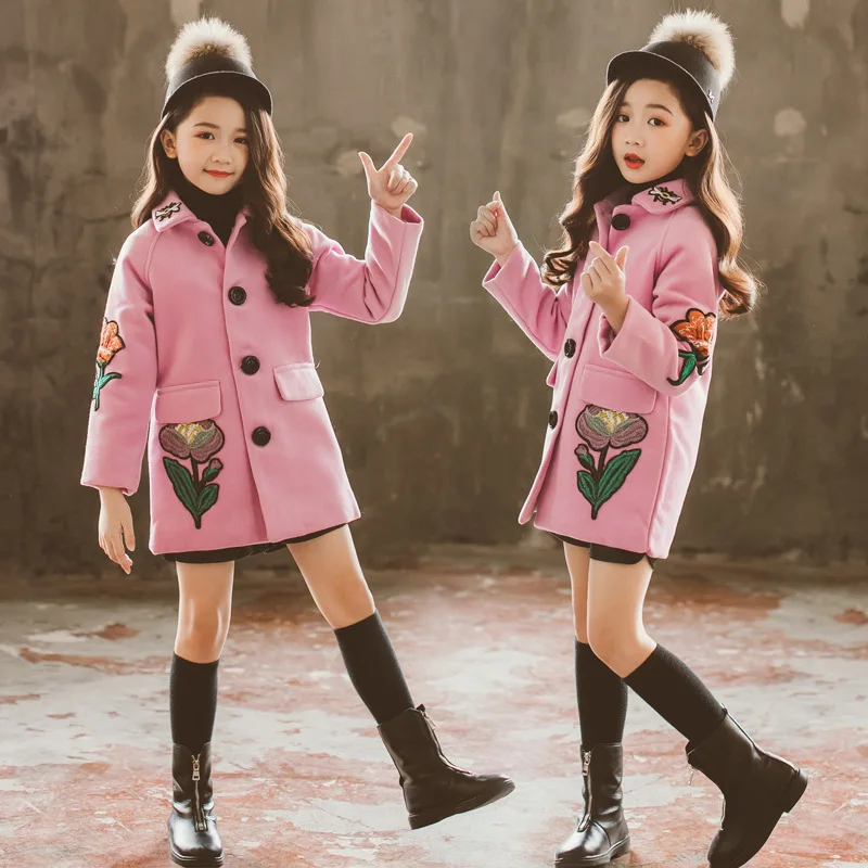 Girls Coats Outerwear Floral Pattern Girl Coat Full Length Jacket For Children Winter Costume For Girls 6 8 10 12 14 Year
