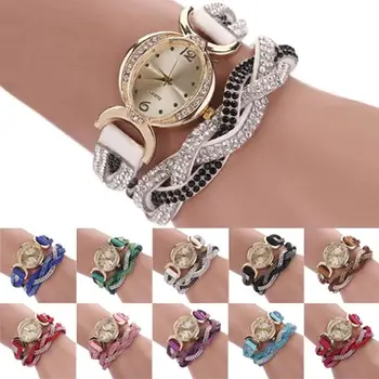 

Women's Rhinestone Faux Suede Alloy Braid Oval Dial Quartz Bracelet Wrist Watch Women's Bracelet Quartz Watch Birthday Wedding G
