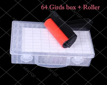 

64 Grids Diamond Painting Accessories Tool Drill Storage Container, Beads Organizer Storage Case with Label and Roller