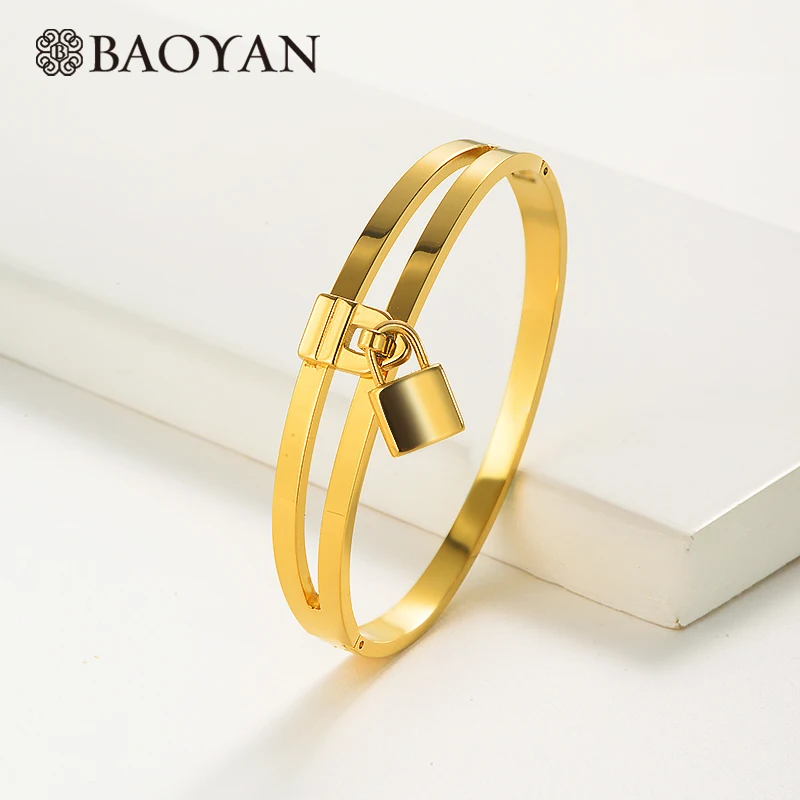 SSBTG16-1463YEDW Baoyan, золотые браслеты из нержавеющей стали, модные браслеты-бабочки для ногтей,, роскошные золотые браслеты-манжеты для женщин - Окраска металла: SSBTG16-1463YEDW