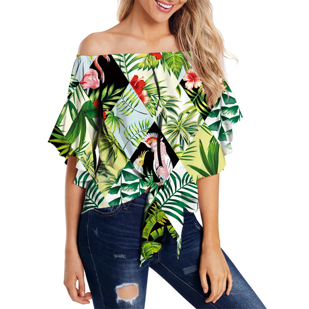 Женская свободная футболка без бретелек с принтом фламинго Красного попугая