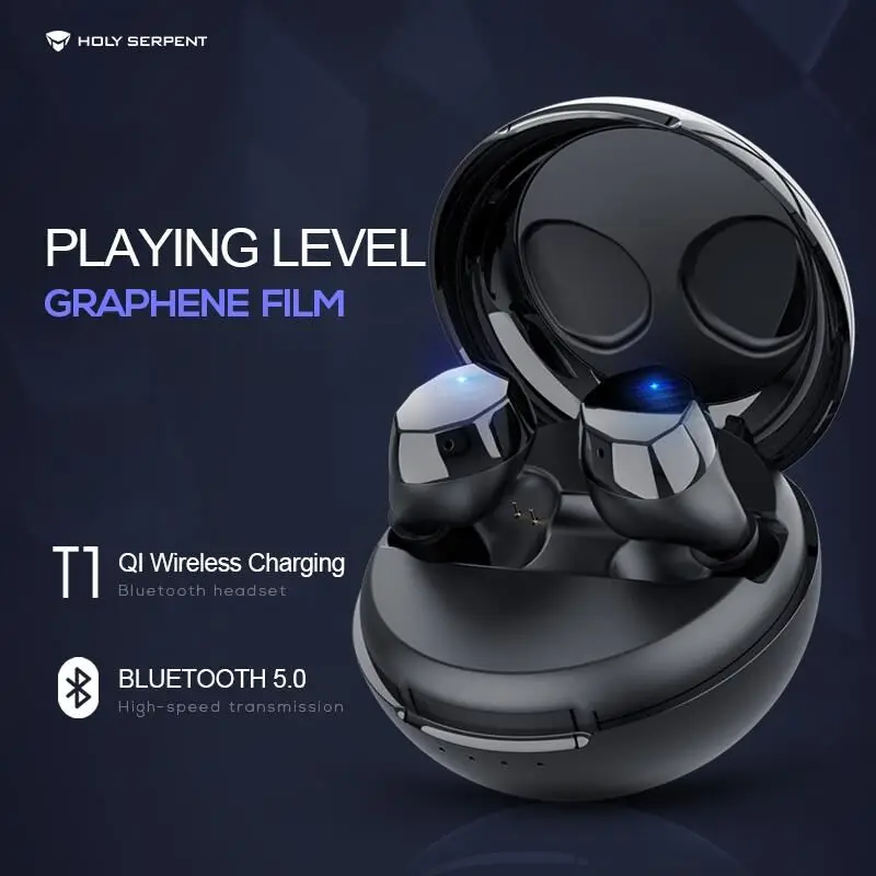 HOLY SERPENT T1 Bluetooth 5,0 наушники IPX6 водонепроницаемые стерео наушники-вкладыши Встроенный микрофон Smart Touch QI Беспроводная зарядка