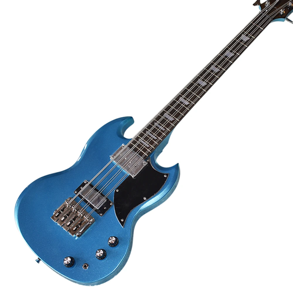 Blue Mahogany Electric Bass Guitar 8 Strings with Rosewood Fretboard Black Pickguard Customizable | Спорт и развлечения