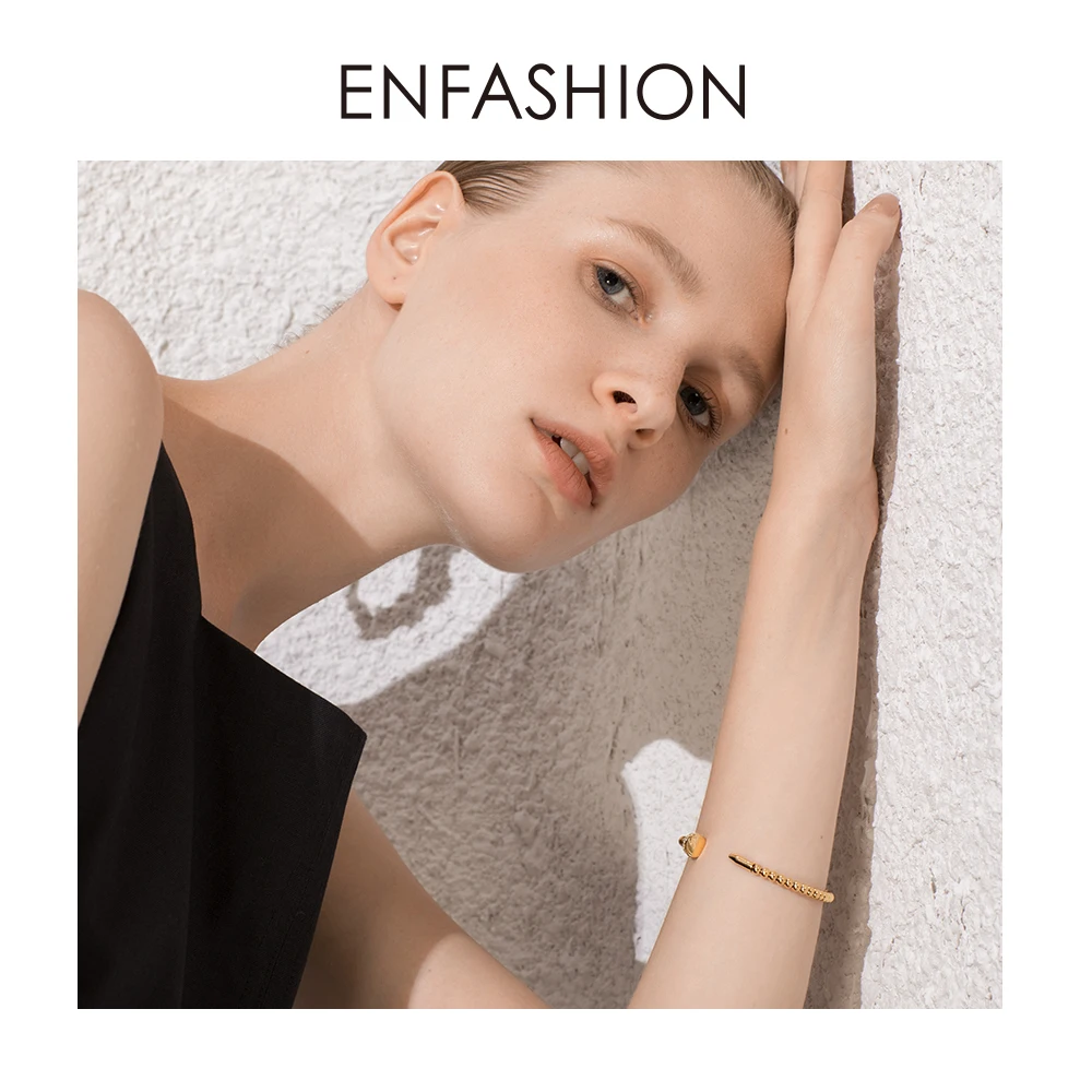 ENFASHION панк-браслет с шариками для ногтей, браслеты для женщин, золотой цвет, острие из нержавеющей стали, Открытый браслет, модное ювелирное изделие B192039