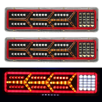 

1 pair universal car truck Rear taillight led trailer taillights 24v waterproof Flow Steering brake reversing traffic fog lamp