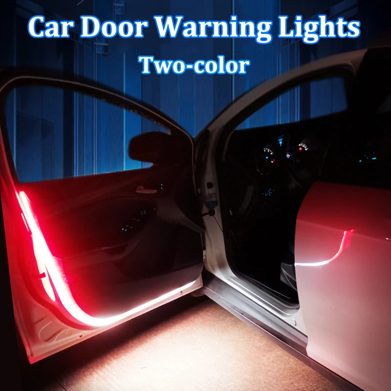 4Pcs Car Door Decoration Light Strips Car Styling Strobe Flashing Light Safety 12V LED Opening Warning LED Lamp Strip Waterproof