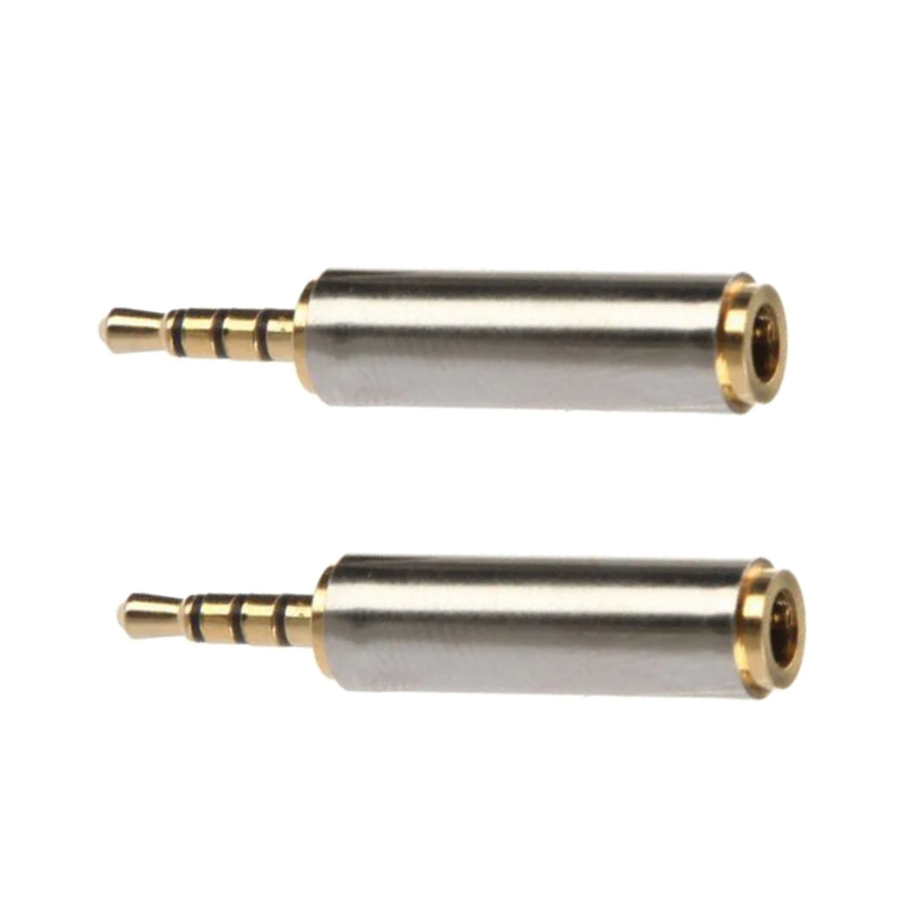 2 Pieces Gold New Audio 2.5mm Plug Male to 3.5mm Jack Female Aux Stereo Headset Adapter for iPODs, Cellphones, PDAm
