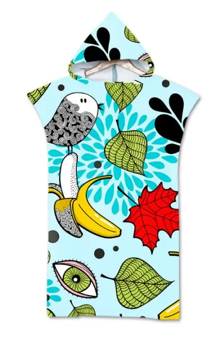 Microfiber 3D Digital Printed Beach Towel Wetsuit Chang Robe Poncho With Hood Surf Swim Pool Quick Drying Cloak Bath Towels | Спорт и