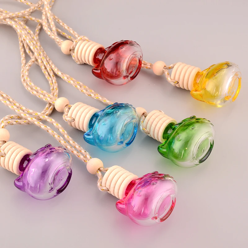 

10pcs Car Hanging Air Freshener Empty Glass Bottle Perfume Rearview Mirror Ornament Car-styling Essential Oils Fragrance