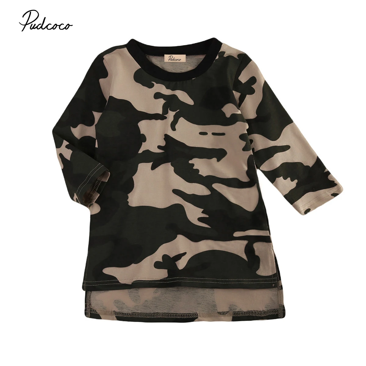 Pudcoco New Fashion Infant Baby Girls Camo Princess Party Dress Newborn Long Sleeve T shirt Winter Warm Clothes 0-3T